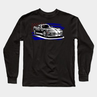 Dodge Viper Old Grey American Flag version Long Sleeve T-Shirt